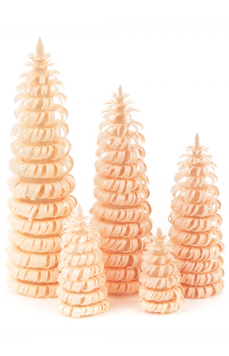 081-001 4 x 1 x 1 in. 3, 4, 6, 8 & 10 cm High Shaved Wooden Trees - Set of 5