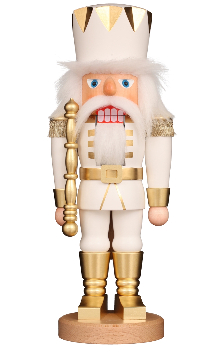 32-826 16.5 x 6.1 x 5.1 in. Christian Ulbricht Nutcracker - White & Gold King