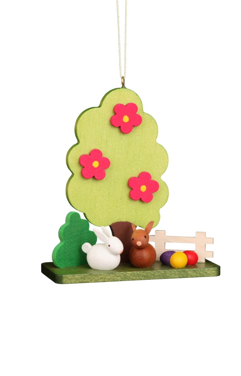 11-0610 3.25 x 2.8 x 1.15 in. Ornament Rabbit Couple at Tree