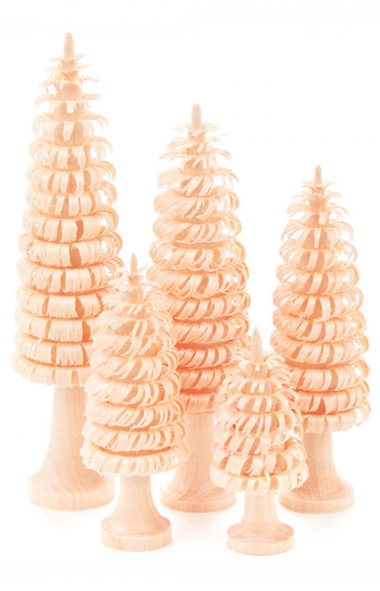 081-002 4.3 x 1 x 1 in. 5, 8, 9 & 11 High Shaved Wooden Trees - Set of 5