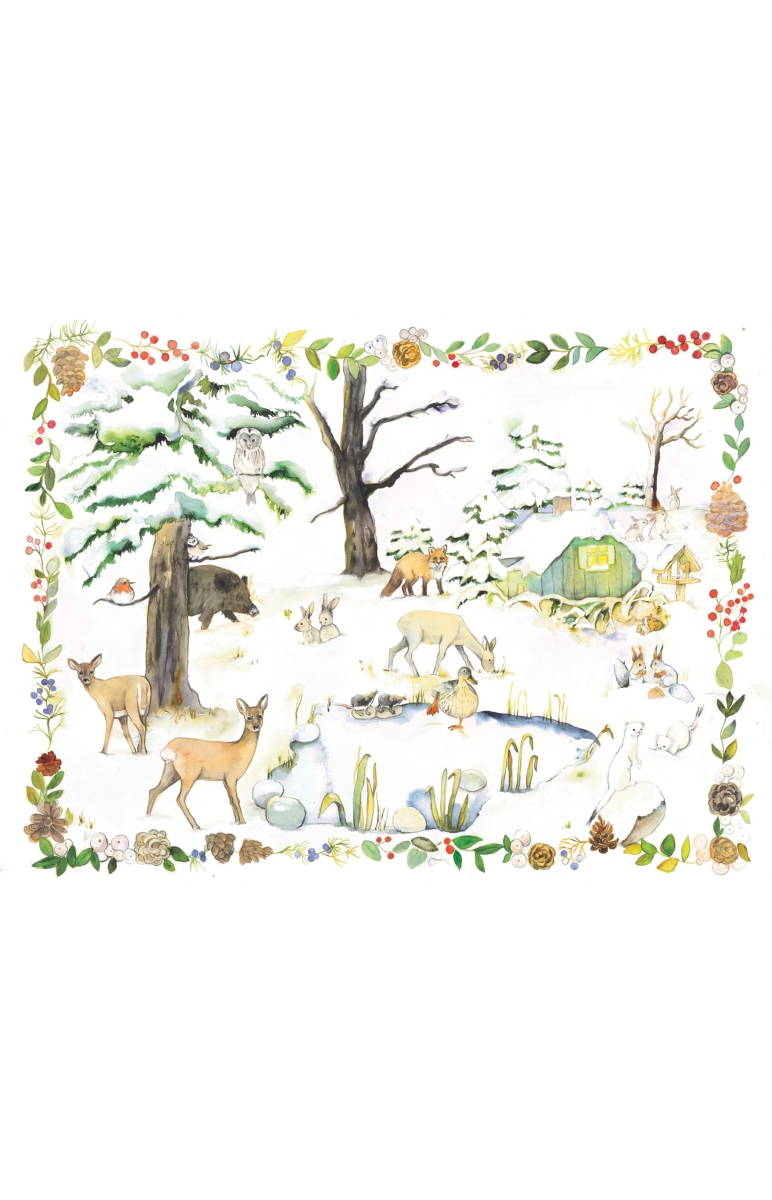 11748 14.5 x 19.75 x 0.1 in. Advent Animals Around Pond