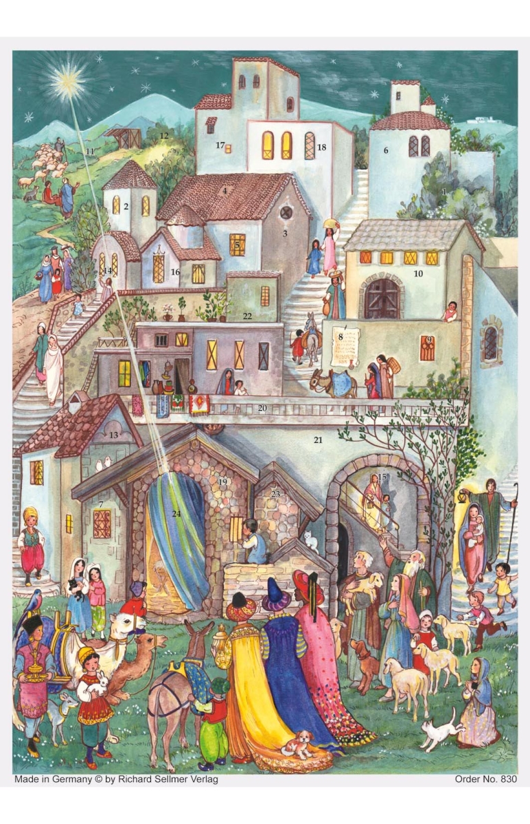 ADV830 11.75 x 8.25 x 0.1 in. Advent Calendar Bethlehem & The Three Kings