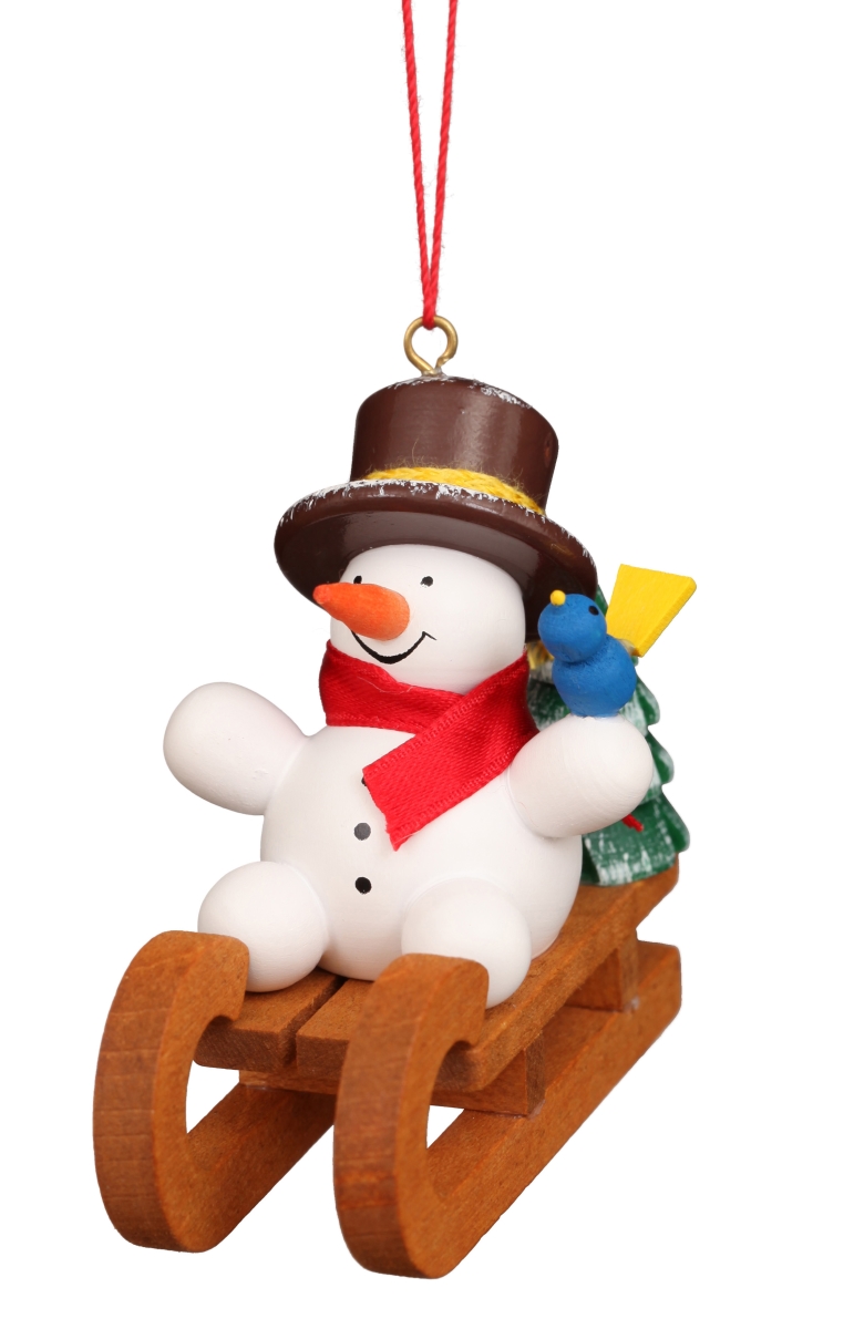 10-0930 2.2 x 2.6 x 1.6 in. Ornament Snowman on Sled