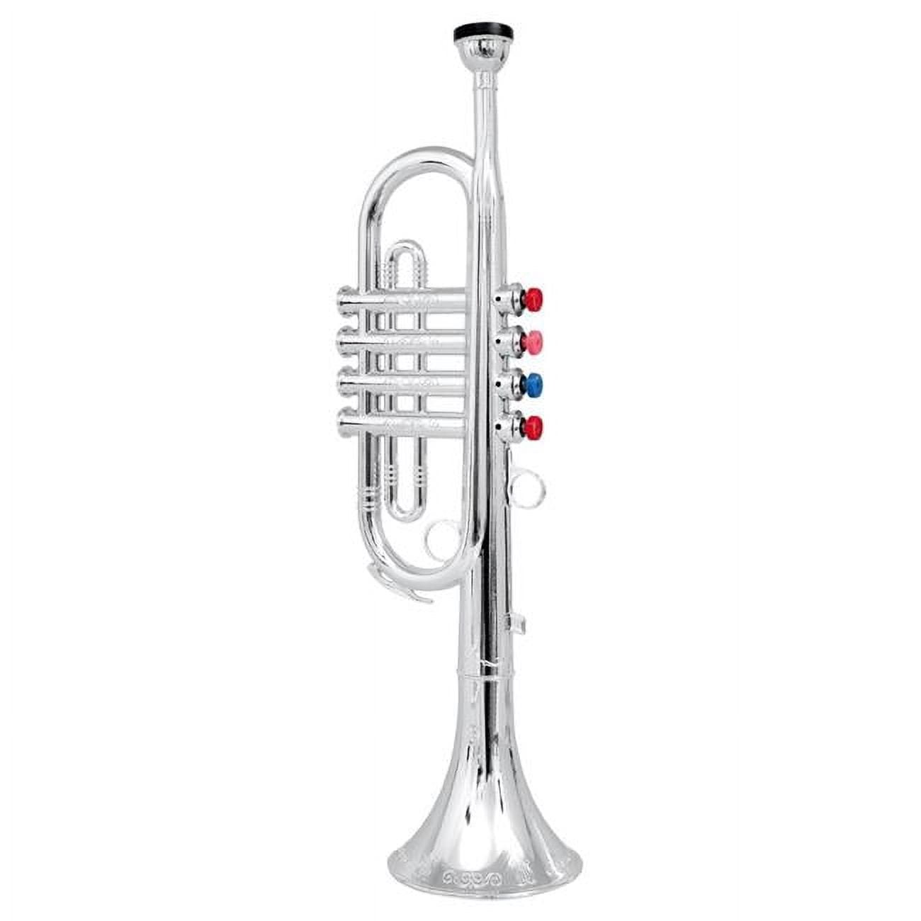 Picture of Azimport PS06B Metallic Silver Kids Trumpet Horn Wind Instrument with 4 Colored Keys