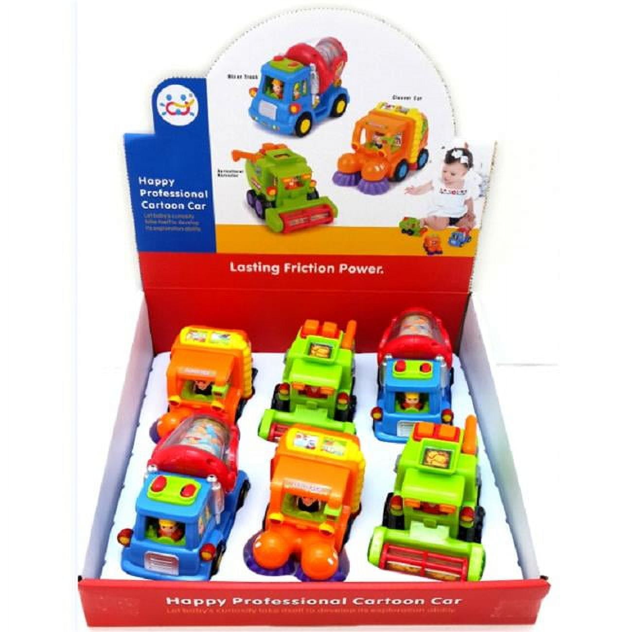 PS386 Push & Go Friction Powered Trucks - Cement Mixer, Sweeper & Harvester -  AZ Trading & Import