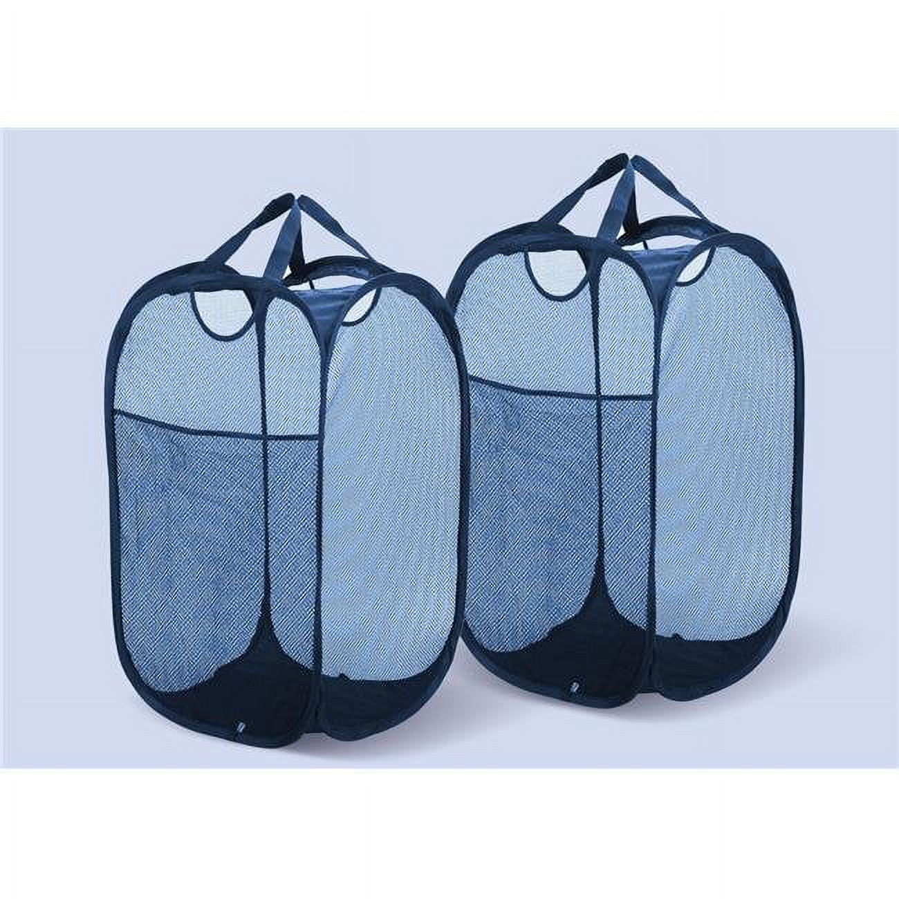 Picture of AZ Trading & Import LB011 Dark Blue Mesh Pop Up Laundry Basket with Side Pocket&#44; Dark Blue