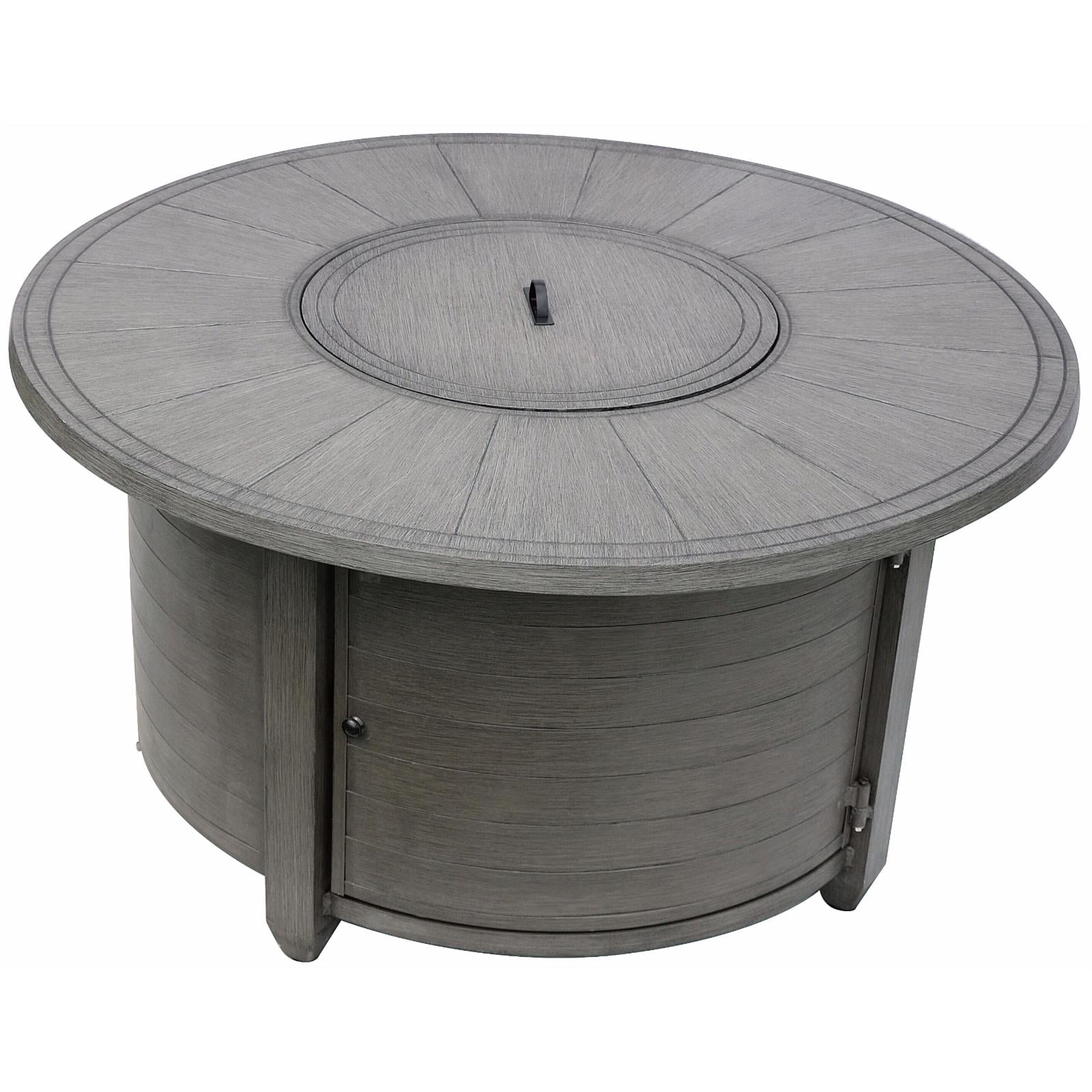 Aluminum Round Fire Pit with Brushed Faux Wood Finish