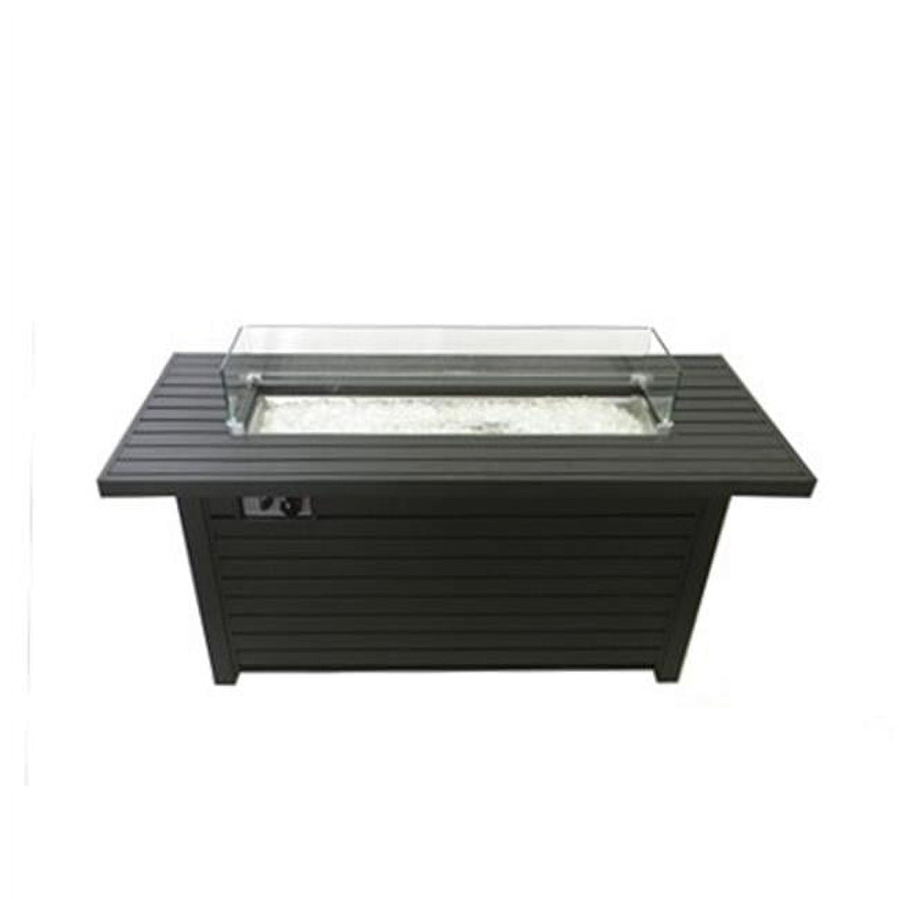 Black Mocha Finish Aluminum Rectangular Fire Pit with Wind Screen