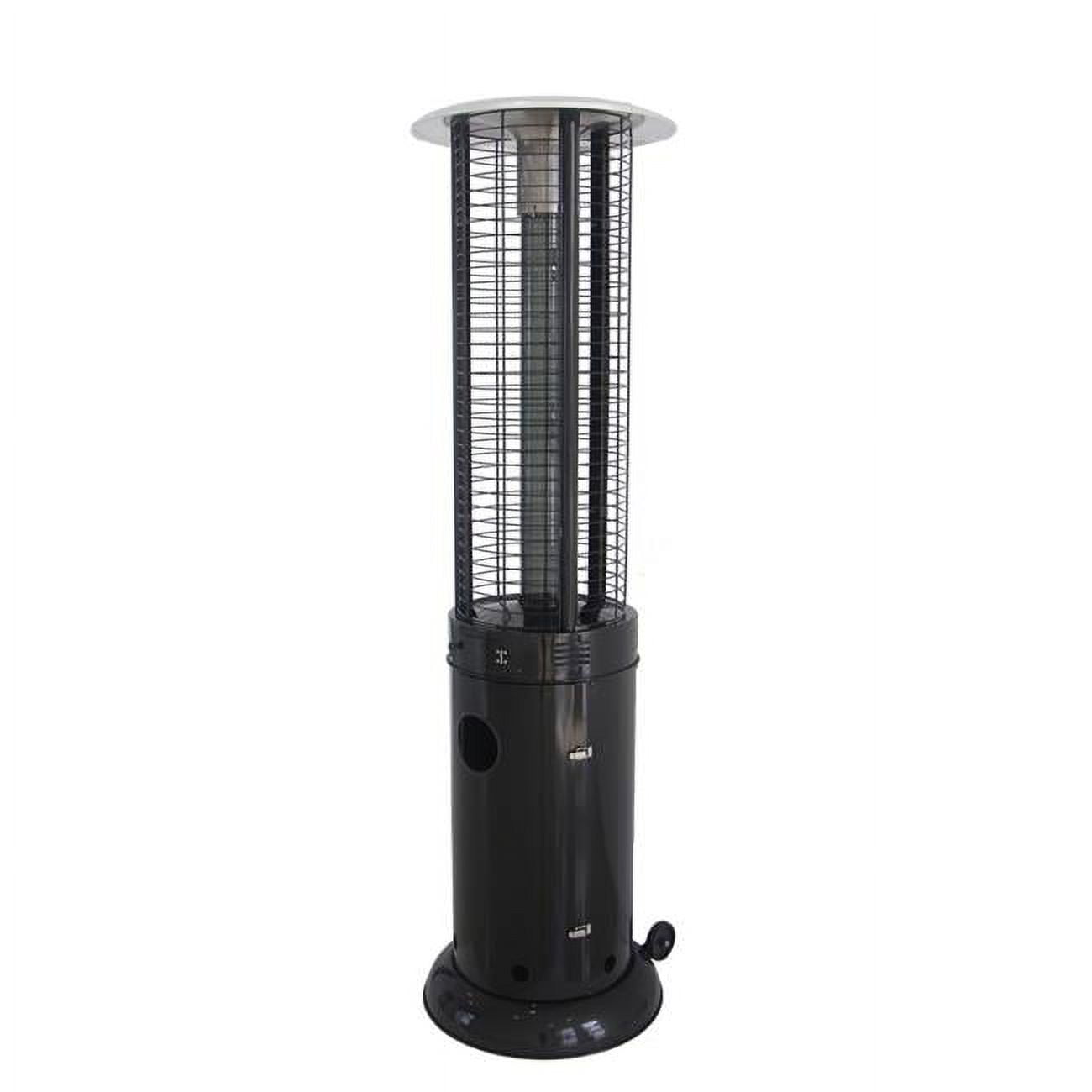 HLDS01-GCH-BLK AZ Patio Heaters Round Commercial Glass Cylinder Patio Heater in Black with Black Tube -  Hiland