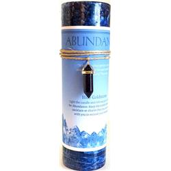 CP90AB Abundance Pillar Candle with Blue Sandstone Pendant