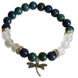 Picture of Azure Green JB8CHRD 8 mm Chrysolcolla - Clear Quartz with Dragonfly