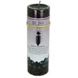 Picture of Azure Green CP90BL Bliss Pillar Candle with Obsidian Pendant - Black