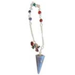 Picture of Azure Green GP76ANG Angelite 7-Chakra with 6 Sided Pendulum