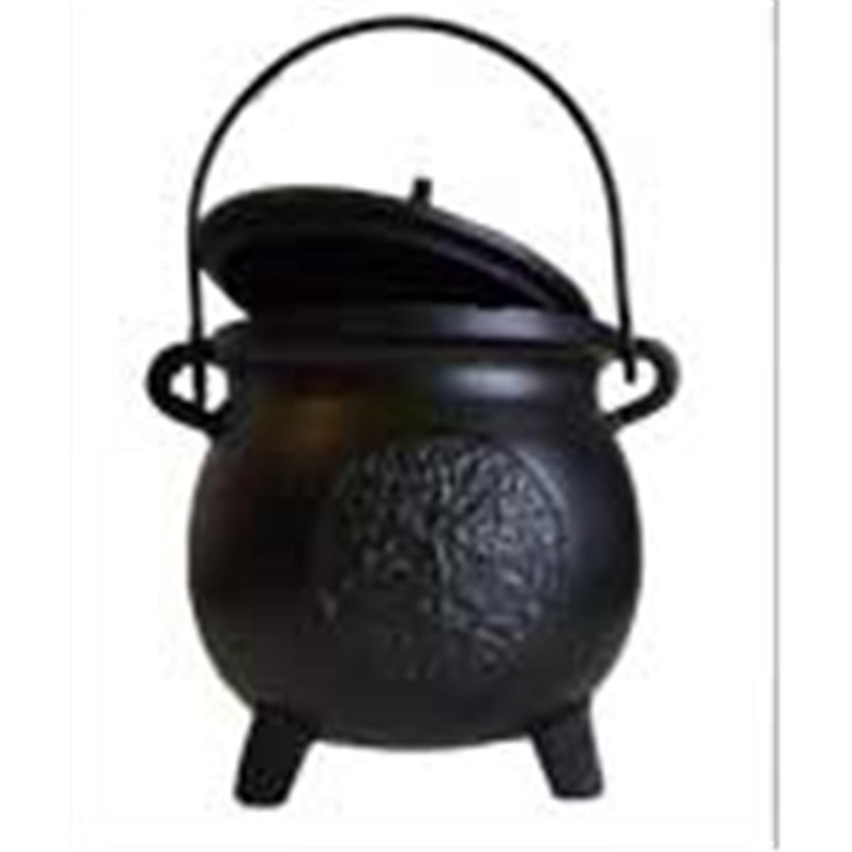 Picture of Azure Green ICBR89 8 in. Tree of Life Cast Iron Cauldron with Lid