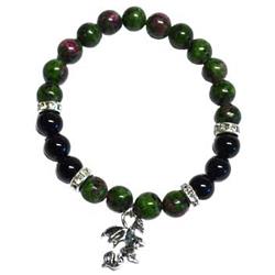 Picture of Azure Green JB8RUBB 8 mm Ruby Zoisite & Black Onyx with Dragon Bracelet