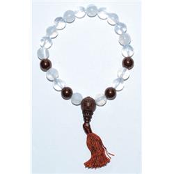 8 mm Selenite & Quartz Copper Tassel Bracelet