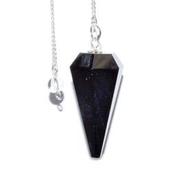 6-Sided Tourmaline Pendulum, Black