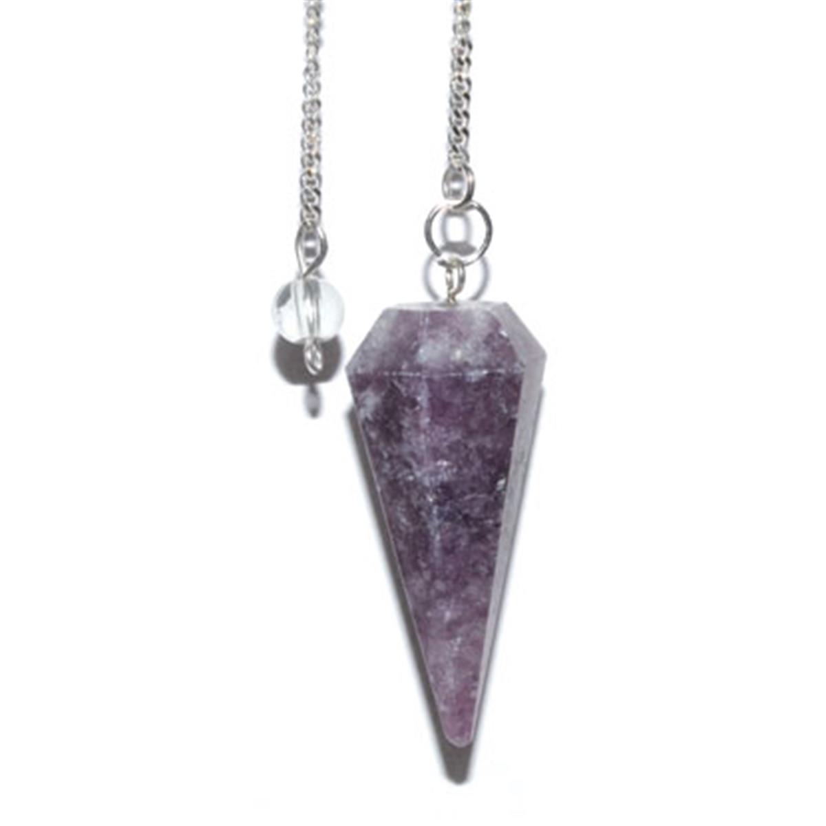 Picture of Azure Green GPEND47 6 Sided Lepidolite Pendulum