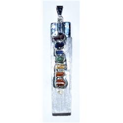 Selenite 7 Chakra Rough Pendant