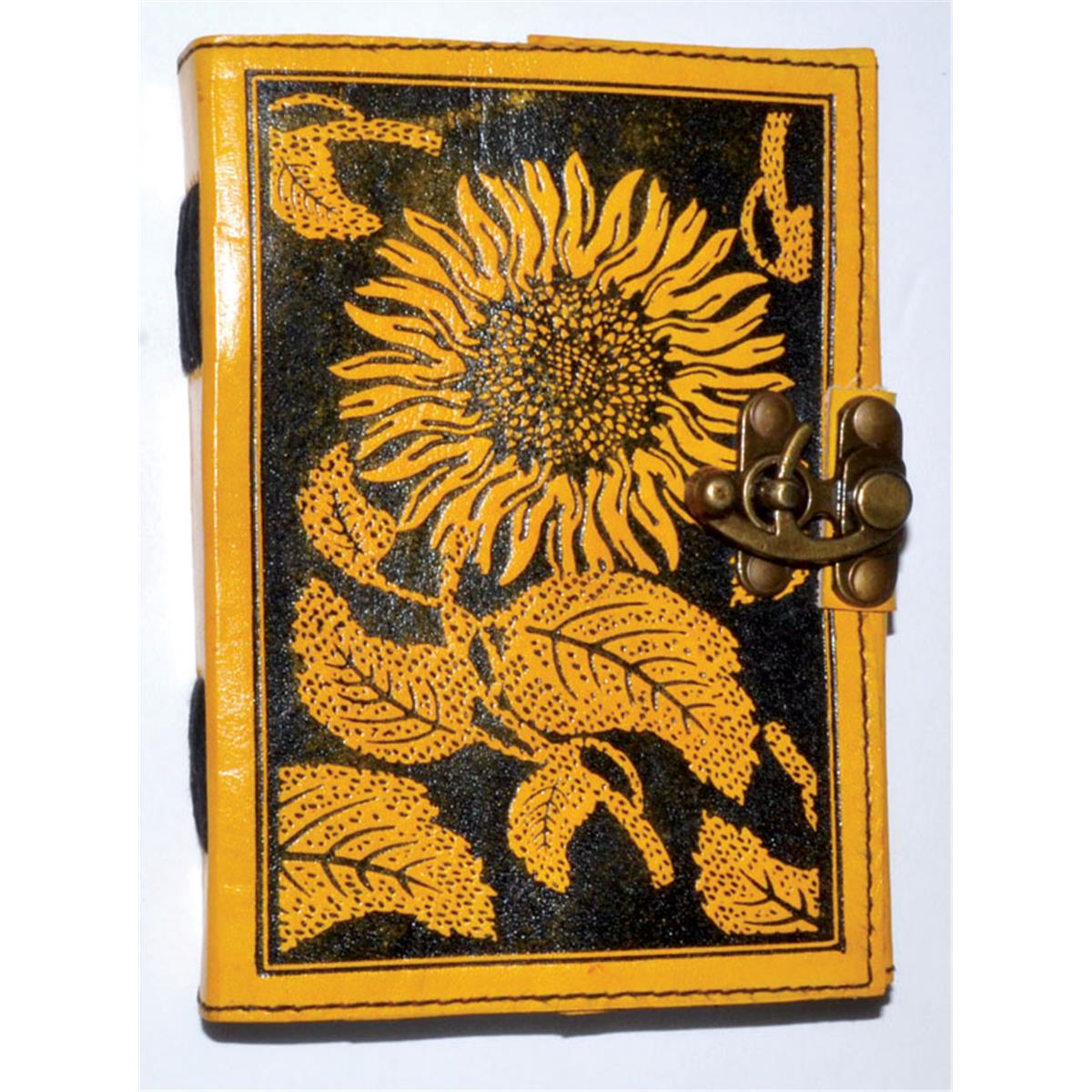 Azure Green  5 x 7 in. Sunflower Leather Blank Book with Latch