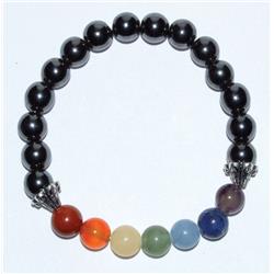 JB8CHAH 8 mm Chakra & Hematite Bracelet