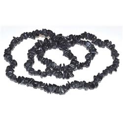 Black Stone Chip Necklace - 32 in. - Long Design - Earth Energy