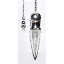 Quartz Chambered Pendulum - Clear - 1.75 x 2.25 in. - Adds Oils & Herbs