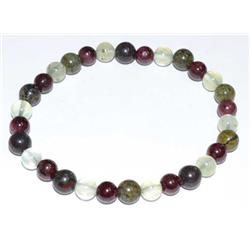 JB6DBGP 6 mm Jasper, Dragon Blood, Garnet & Prehnite Bracelet