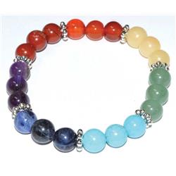 JB87CHA 8 mm 7 Chakra Flower Bracelet