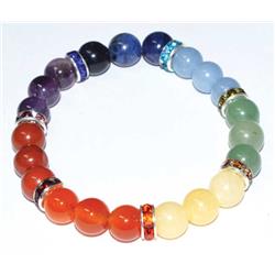 JB87CHAS 8 mm 7 Chakra & Spacer Bracelet