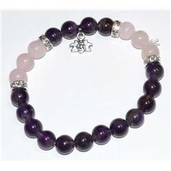 JB8AMEL 8 mm Amethyst Rose & Quartz Lotus Bracelet