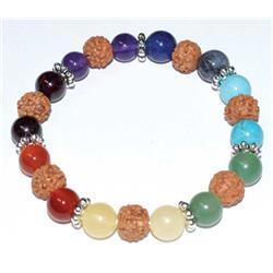 Chakra & Rudraksha Bracelet - Multicolor - 8 mm - Set of 7 Stones - Calming Energy