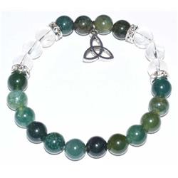 JB8MOSGT 8 mm Moss, Green & Triquetra Bracelet