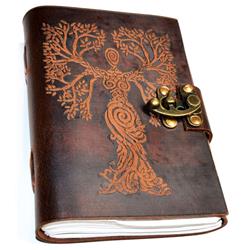 BBBL3008 Tree Woman Leather Blank Book with Latch Closure