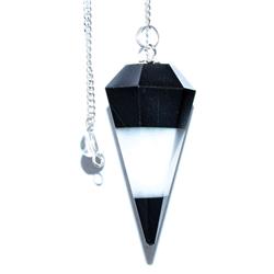 GPEND72 6-sided Tourmaline & White Agate Pendulum