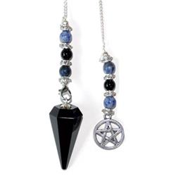GP6PBO 6-Sided Black Obsicdian Pentagram Pendulum