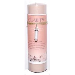 Picture of AzureGreen CP90CL Clarity Pillar Candle with Pink Aventurine Pendant