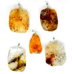 JSGQ Golden Quartz Slice Pendant