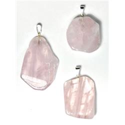 JSRQ Rose Quartz Slice Pendant