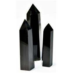 GOOBSBB 3-4 in. 1 lbs Obsidian, Balck with Silver Stripes Obelisk