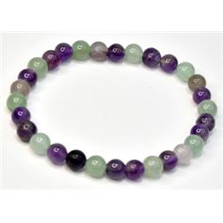 JB6FLUA 6 mm Fluorite, Amethyst & Green Aventurine Bracelet