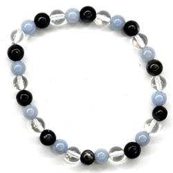 JB6LABAQ 6 mm Labradorite Angelite Quartz Bracelet, Black