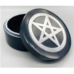 Picture of Azure Green FB251 4 in. Pentagram Inlay Soapstone Box&#44; Black