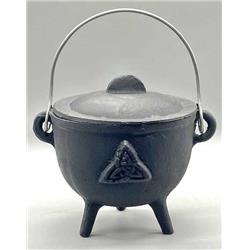 Picture of Azure Green ICR016 4.5 in. Triquetra Cast Iron Cauldron with Lid