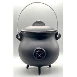 Picture of Azure Green ICR029 8 in. Pentagram Cast Iron Cauldron with Lid
