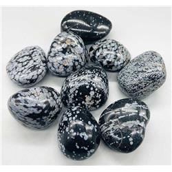 Snowflake Obsidian Tumbled Stones - Black/White - 1 lb - Calming Energy