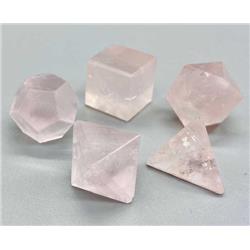 Rose Quartz Platonic Solids - Pink - Set of 5 - Polished Crystals