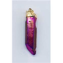 Rainbow Quartz Pendant - Iridescent Colors - 2 in. - Black Plated