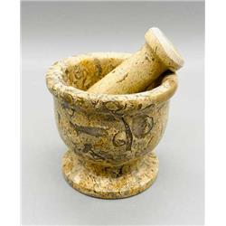 Picture of AzureGreen LM004 2.5 in. Fossil Coral Mortar & Pestle Set Kitchen Tools