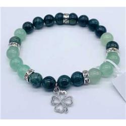 JB8238 8 mm Clover Bracelet, Green Aventurine & Kambaba Jasper